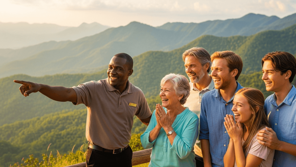 Digital resilience for tour operators — Happy family enjoying a private guided tour with a Jamaican driver in the Blue Mountains